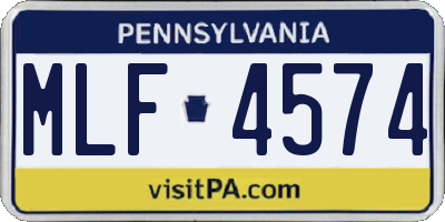 PA license plate MLF4574