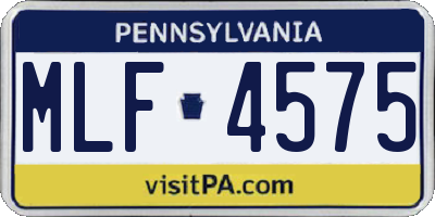 PA license plate MLF4575