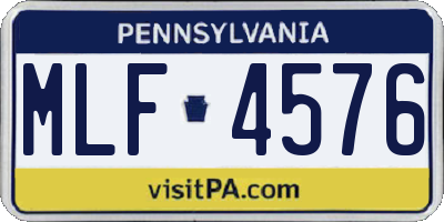 PA license plate MLF4576