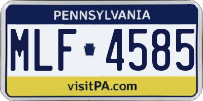 PA license plate MLF4585