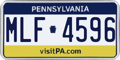 PA license plate MLF4596