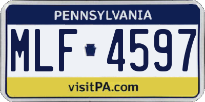 PA license plate MLF4597