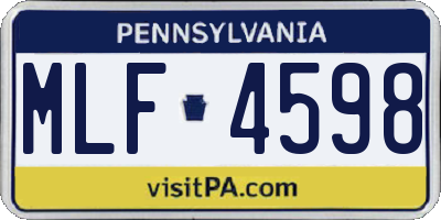PA license plate MLF4598