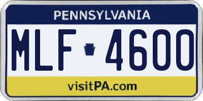 PA license plate MLF4600