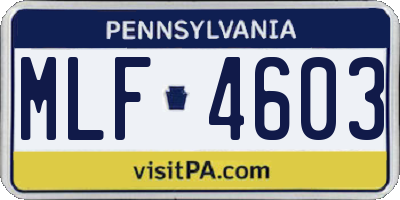 PA license plate MLF4603