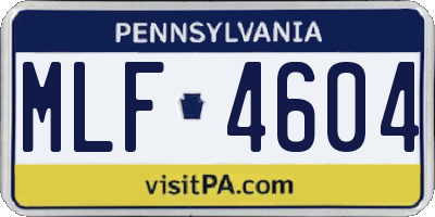 PA license plate MLF4604