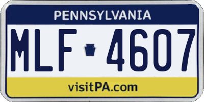 PA license plate MLF4607