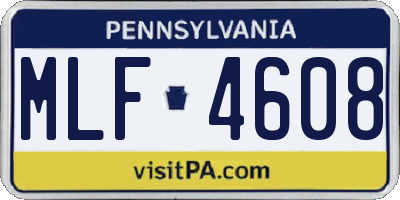 PA license plate MLF4608