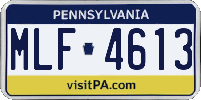 PA license plate MLF4613