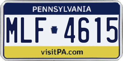 PA license plate MLF4615