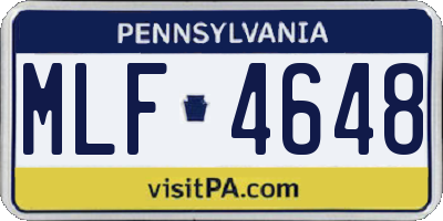 PA license plate MLF4648