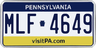 PA license plate MLF4649