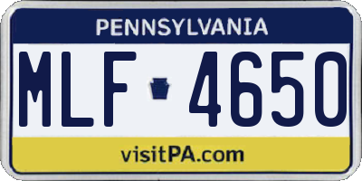 PA license plate MLF4650