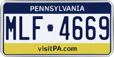 PA license plate MLF4669