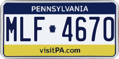 PA license plate MLF4670