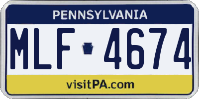 PA license plate MLF4674