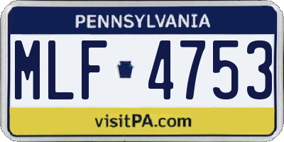 PA license plate MLF4753