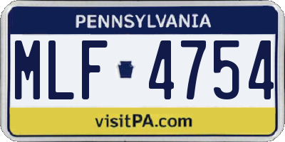 PA license plate MLF4754
