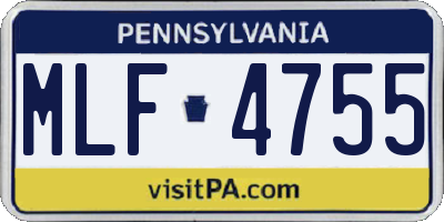 PA license plate MLF4755