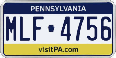 PA license plate MLF4756