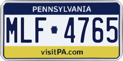 PA license plate MLF4765