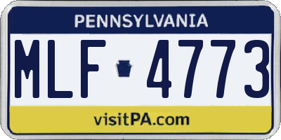 PA license plate MLF4773