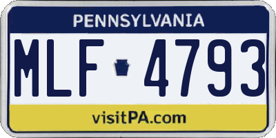 PA license plate MLF4793