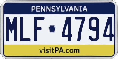 PA license plate MLF4794