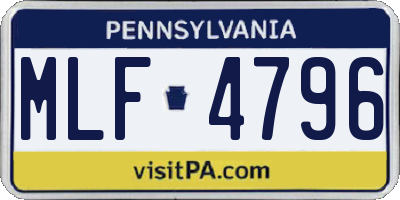 PA license plate MLF4796