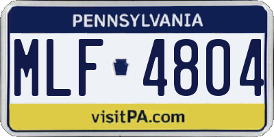 PA license plate MLF4804