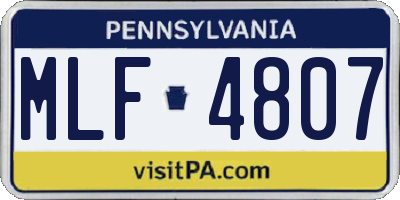 PA license plate MLF4807