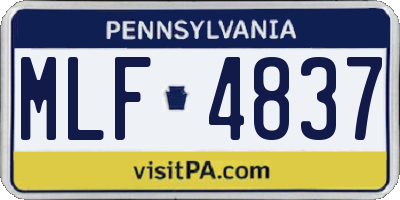 PA license plate MLF4837