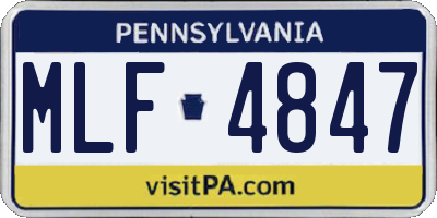 PA license plate MLF4847
