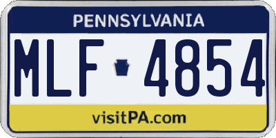PA license plate MLF4854