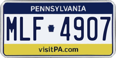 PA license plate MLF4907