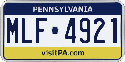 PA license plate MLF4921