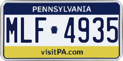 PA license plate MLF4935