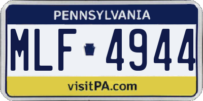 PA license plate MLF4944