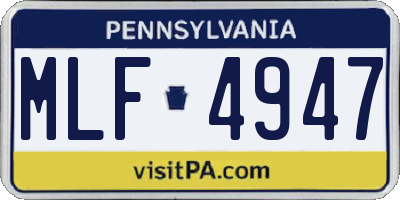 PA license plate MLF4947