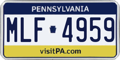 PA license plate MLF4959