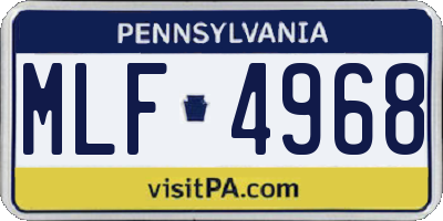 PA license plate MLF4968