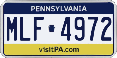 PA license plate MLF4972