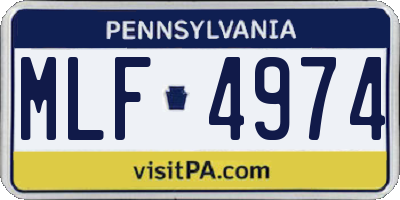 PA license plate MLF4974