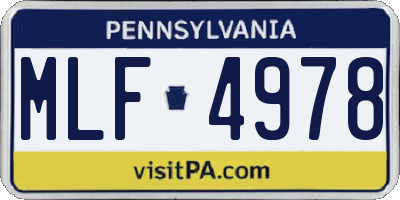 PA license plate MLF4978