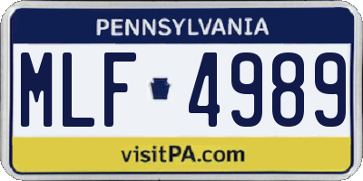 PA license plate MLF4989