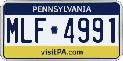 PA license plate MLF4991