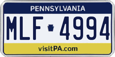 PA license plate MLF4994
