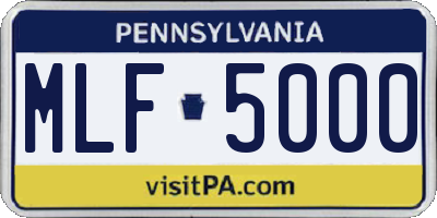 PA license plate MLF5000