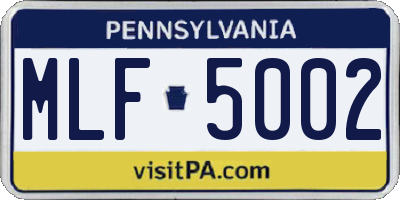 PA license plate MLF5002