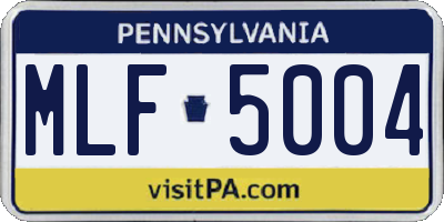 PA license plate MLF5004